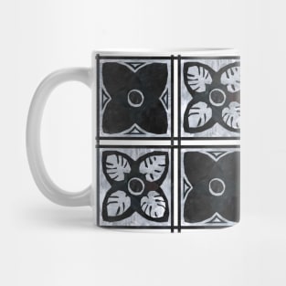 Square flowers - black and grey (large scale) Mug